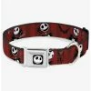 Deals 🔥 Nightmare Before 🎅 Christmas Jack Poses Bats Red Stripe Seatbelt Buckle 🐶 Dog Collar 🔥