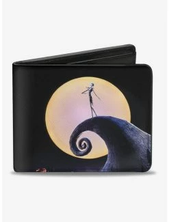 Hot Sale 🌟 The Nightmare Before 🎄 Christmas Jack Full Moon Pose Pumpkin Patch Bi-Fold Wallet 👍