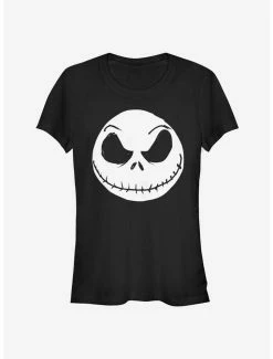 New ❤️ The Nightmare Before 🎅 Christmas Big Face Jack 👧 Girls T-Shirt 🧨