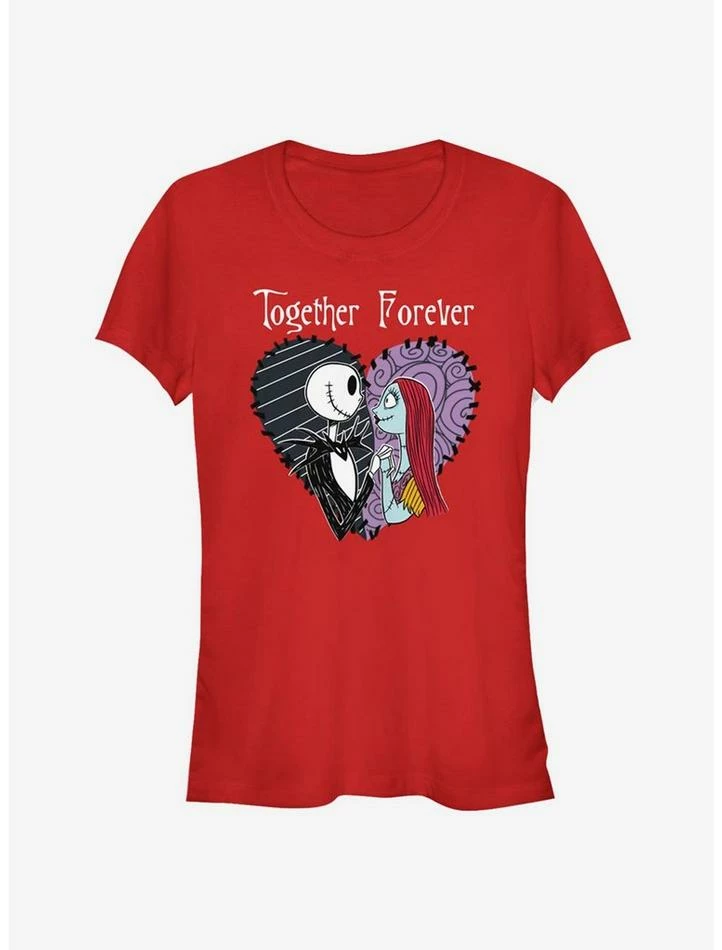 Best Pirce ๐ The Nightmare Before ๐ Christmas Jack & Sally Together Forever ๐ง Girls T-Shirt ๐ฏ - Image 3