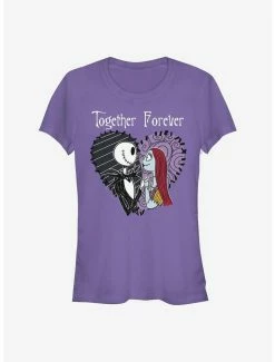 Best Pirce 🔔 The Nightmare Before 🎄 Christmas Jack & Sally Together Forever 👧 Girls T-Shirt 💯