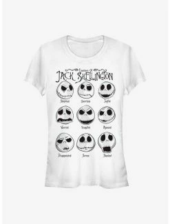 New 🔔 Disney The Nightmare Before ❄ Christmas Jack Emotions 👧 Girls T-Shirt 😉