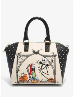Best reviews of 💯 Loungefly The Nightmare Before ❄ Christmas Jack & Sally Pumpkin Graveyard Satchel Bag 🔥