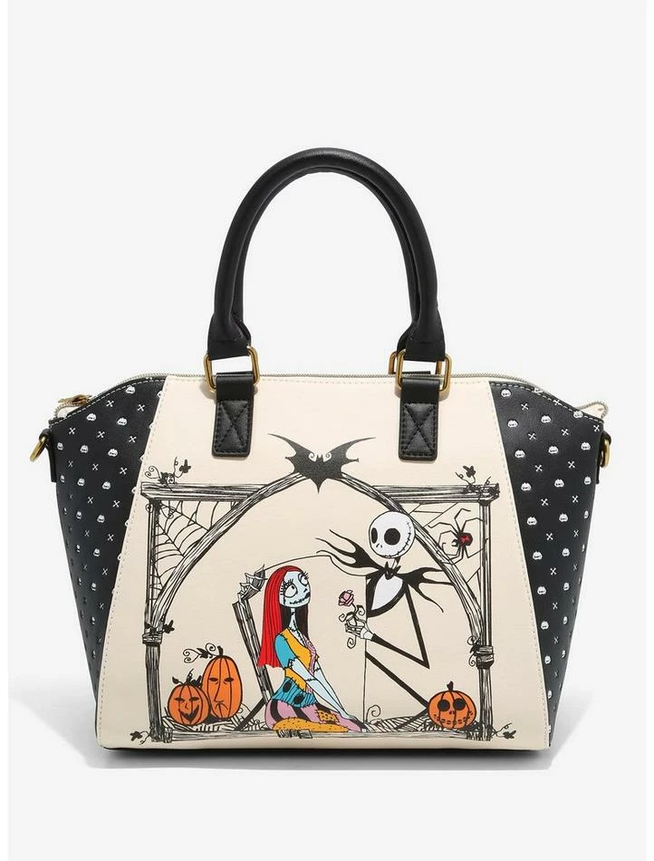 Best reviews of 💯 Loungefly The Nightmare Before ❄ Christmas Jack & Sally Pumpkin Graveyard Satchel Bag 🔥