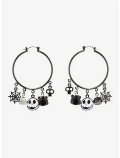 Promo ❤️ The Nightmare Before ❄ Christmas Jack Charms Hoop Earrings 🎉