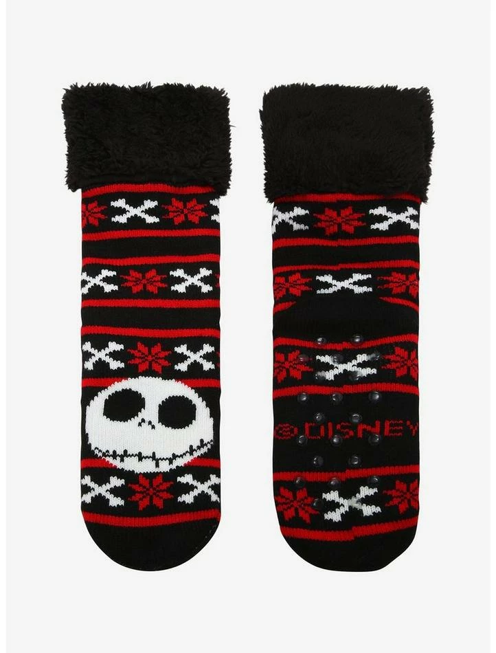 Brand new 👏 The Nightmare Before 🎅 Christmas Jack Holiday Stripe Cozy Slipper 🧦 Socks ✨ - Image 2