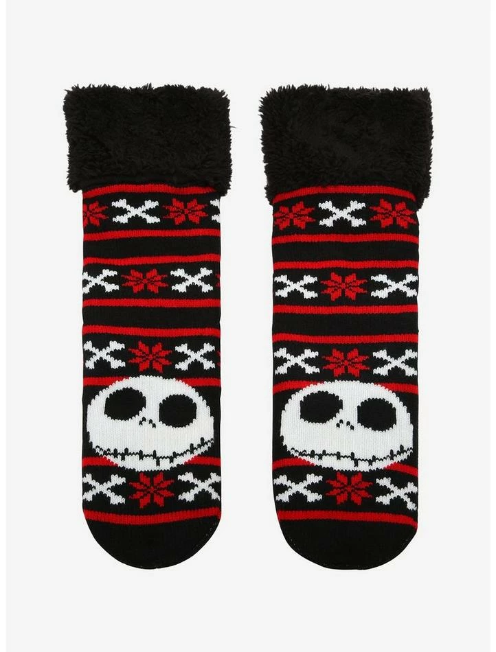 Brand new 👏 The Nightmare Before 🎅 Christmas Jack Holiday Stripe Cozy Slipper 🧦 Socks ✨