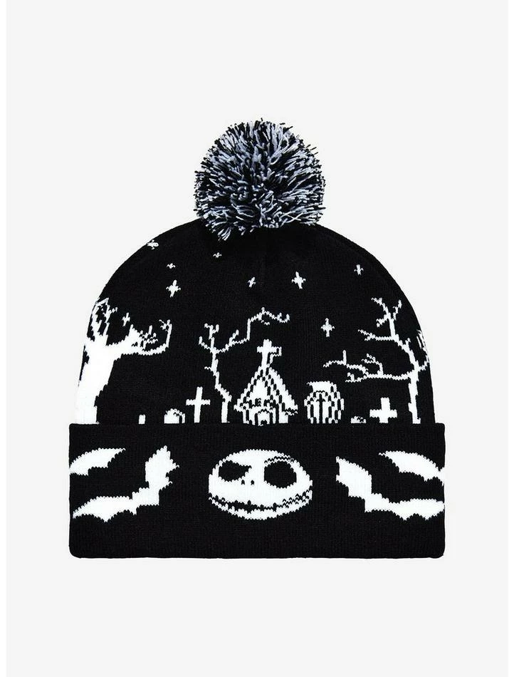 Outlet 💯 The Nightmare Before 🔔 Christmas Jack Graveyard Pom Beanie 💯