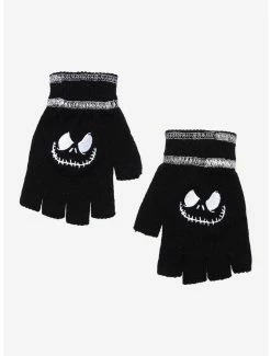 Coupon 🌟 The Nightmare Before 🎁 Christmas Jack Contrast Stitch Fingerless Gloves ❤️
