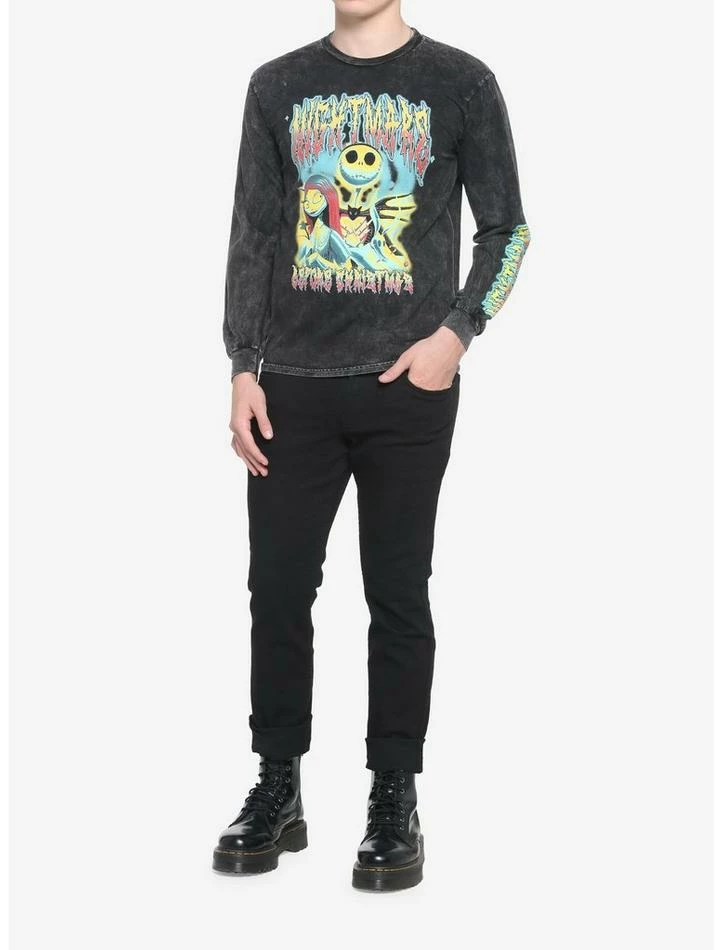Best reviews of 😍 The Nightmare Before 🎁 Christmas Metal Dark Wash Long-Sleeve T-Shirt 🔥 - Image 2