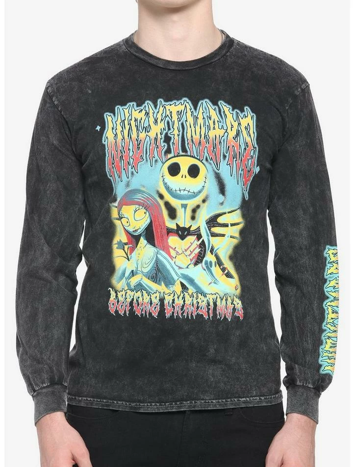 Best reviews of 😍 The Nightmare Before 🎁 Christmas Metal Dark Wash Long-Sleeve T-Shirt 🔥