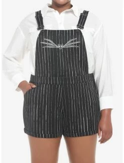 Outlet 🥰 The Nightmare Before 🔔 Christmas Jack Pinstripe Shortalls Plus Size 🔔