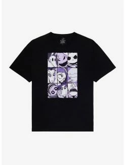 Discount ⌛ The Nightmare Before 🎄 Christmas Purple Grid Boyfriend Fit 👧 Girls T-Shirt 🌟