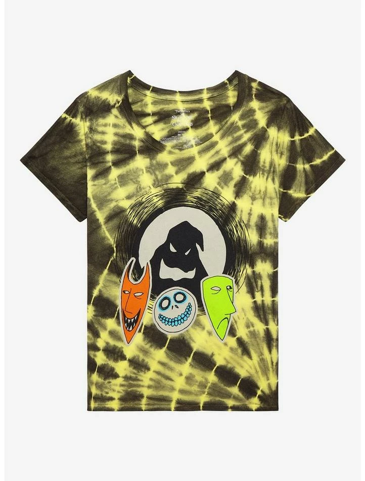 Best deal ๐ The Nightmare Before ๐ Christmas Oogie's Boys Mask Tie-Dye Boyfriend Fit ๐ง Girls T-Shirt Plus Size โ๏ธ