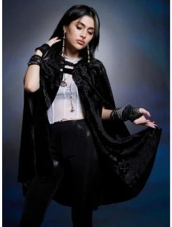 Coupon 🔥 The Nightmare Before 🎅 Christmas Jack Velvet 👧 Girls Hooded Cape 😀