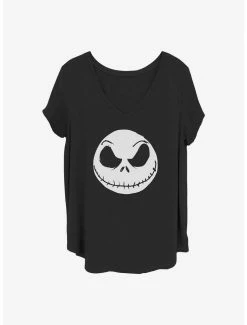 Promo ⌛ The Nightmare Before ❄ Christmas Big Face Jack 👧 Girls T-Shirt Plus Size ✨