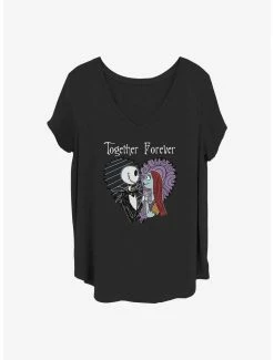 Top 10 ⭐ The Nightmare Before 🎁 Christmas Jack & Sally Together Forever 👧 Girls T-Shirt Plus Size 👏