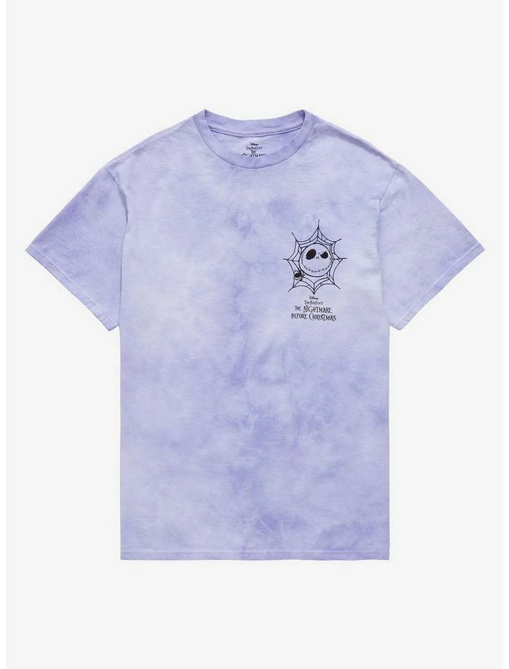 Outlet โ The Nightmare Before ๐ Christmas Jack Skellington Web Purple Tie-Dye T-Shirt โค๏ธ