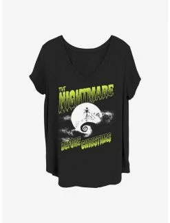 New 🧨 Disney The Nightmare Before 🔔 Christmas Spooky Nightmare 👧 Girls T-Shirt Plus Size 🎁