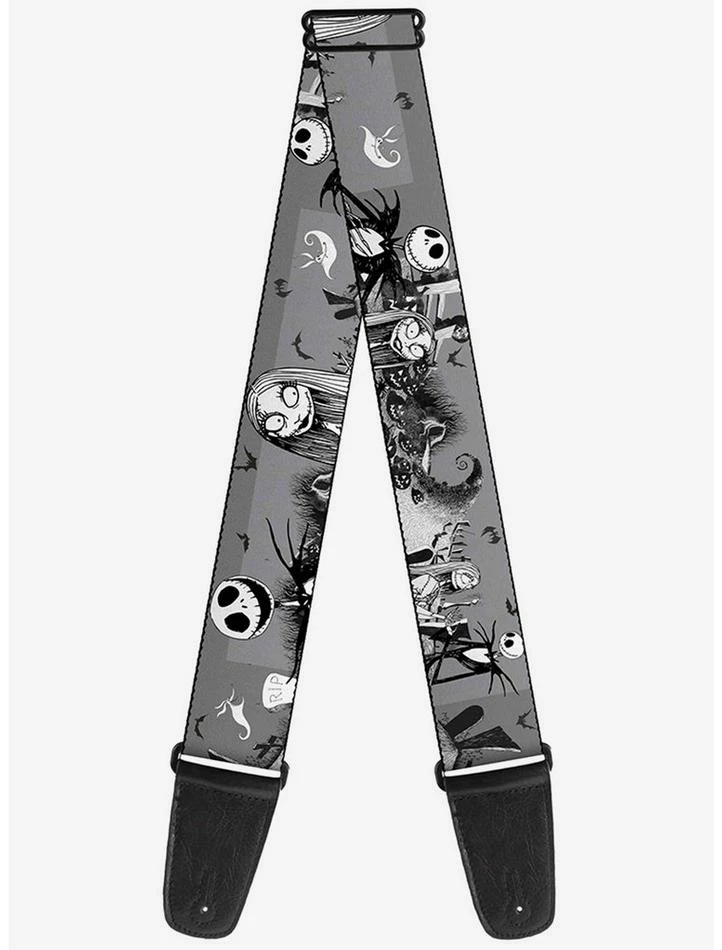 Deals ⌛ The Nightmare Before 🎁 Christmas Jack Sally Cemetery Scene Guitar Strap 🎁
