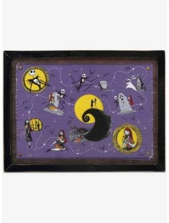 Hot Sale 🤩 Disney The Nightmare Before ❄ Christmas 💀 Halloween Town Map Framed Canvas Wall Decor ⭐