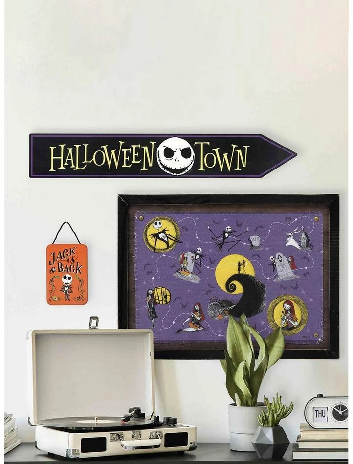 New 🛒 Disney The Nightmare Before 🔔 Christmas 🎃 Halloween Town Jack Skellington Arrow Wood Wall Decor 😉 - Image 5