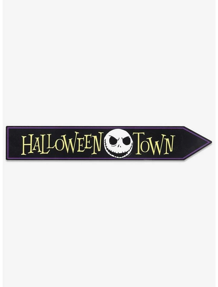 New 🛒 Disney The Nightmare Before 🔔 Christmas 🎃 Halloween Town Jack Skellington Arrow Wood Wall Decor 😉