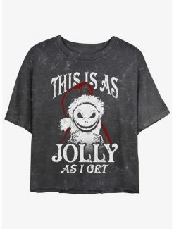 Buy 🛒 Disney The Nightmare Before 🎄 Christmas Jolly Santa Jack Mineral Wash 👧 Girls Crop T-Shirt 🎉