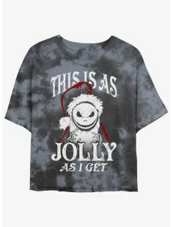 Best Pirce ✨ Disney The Nightmare Before 🎄 Christmas Jolly Santa Jack Tie-Dye 👧 Girls Crop T-Shirt 🎉