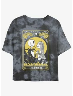 Deals 😍 Disney The Nightmare Before 🔔 Christmas The Lovers Tarot Card Tie-Dye 👧 Girls Crop T-Shirt ⌛