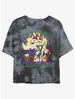 Best Sale 🌟 Disney The Nightmare Before 🎄 Christmas Season's Creepings Tie-Dye 👧 Girls Crop T-Shirt 🤩