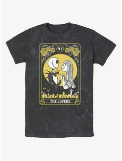 Best deal 🎁 Disney The Nightmare Before 🎅 Christmas The Lovers Tarot Card Mineral Wash T-Shirt 👏