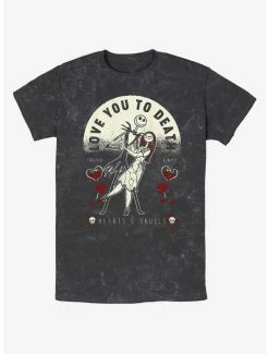 Promo 🌟 Disney The Nightmare Before ❄ Christmas Jack and Sally Love You To Death Mineral Wash T-Shirt 🔥