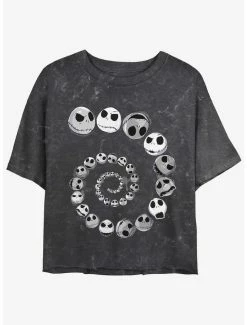 Flash Sale 🎉 Disney The Nightmare Before 🎄 Christmas Jack Emotions Spiraling Mineral Wash 👧 Girls Crop T-Shirt ❤️