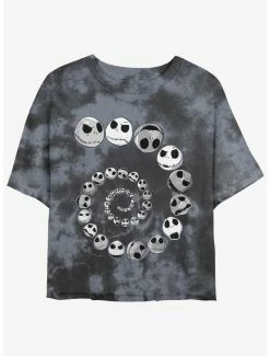 Promo 🎁 Disney The Nightmare Before ❄ Christmas Jack Emotions Spiraling Tie-Dye 👧 Girls Crop T-Shirt 👍