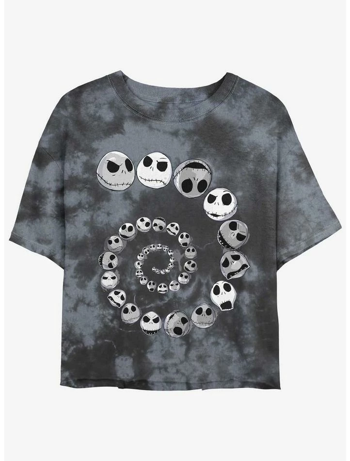 Promo ๐ Disney The Nightmare Before โ Christmas Jack Emotions Spiraling Tie-Dye ๐ง Girls Crop T-Shirt ๐