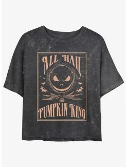 Coupon ❤️ Disney The Nightmare Before 🎁 Christmas Hail Jack The Pumpkin King Mineral Wash 👧 Girls Crop T-Shirt ❤️