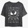 Discount 🔥 Disney The Nightmare Before 🎁 Christmas Jack Spooky Icons Mineral Wash 👧 Girls Crop T-Shirt 💯