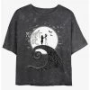 Best Sale 😉 Disney The Nightmare Before 🔔 Christmas Jack and Sally Meant To Be Mineral Wash 👧 Girls Crop T-Shirt 😀
