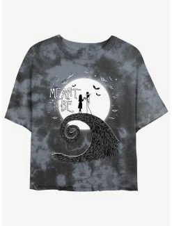 Deals 👍 Disney The Nightmare Before 🎄 Christmas Jack and Sally Meant To Be Tie-Dye 👧 Girls Crop T-Shirt ✨