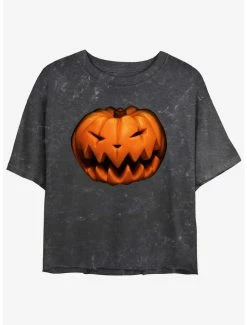 Budget 😉 Disney The Nightmare Before ❄ Christmas Pumpkin King Mineral Wash 👧 Girls Crop T-Shirt ⭐