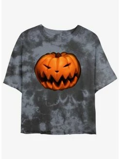 Cheap 😉 Disney The Nightmare Before 🎄 Christmas Pumpkin King Tie-Dye 👧 Girls Crop T-Shirt ✔️