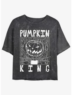 Buy 🛒 Disney The Nightmare Before 🎄 Christmas Jack Pumpkin King Mineral Wash 👧 Girls Crop T-Shirt 🧨