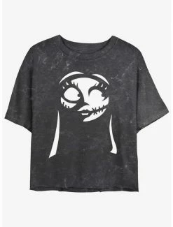 Flash Sale ⌛ Disney The Nightmare Before 🎄 Christmas Sally Mineral Wash 👧 Girls Crop T-Shirt 😀