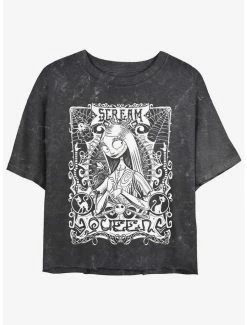 Best Pirce 😍 Disney The Nightmare Before ❄ Christmas Sally Scream Queen Mineral Wash 👧 Girls Crop T-Shirt 🥰