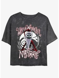 Best deal 😉 Disney The Nightmare Before 🎅 Christmas Santa Jack Wonderful Nightmare Mineral Wash 👧 Girls Crop T-Shirt 😍