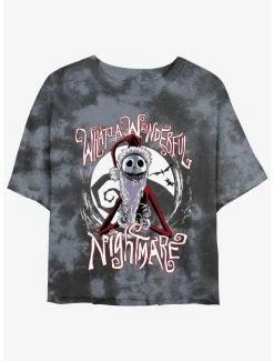 Outlet ❤️ Disney The Nightmare Before 🎅 Christmas Santa Jack Wonderful Nightmare Tie-Dye 👧 Girls Crop T-Shirt 🛒