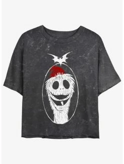 Budget ❤️ Disney The Nightmare Before 🔔 Christmas Santa Jack Mineral Wash 👧 Girls Crop T-Shirt ✔️