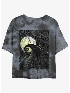 Best deal 🔔 Disney The Nightmare Before 🔔 Christmas Jack On Spiral Hill Tie-Dye 👧 Girls Crop T-Shirt 🧨
