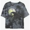 Hot Sale 🌟 Disney The Nightmare Before 🎁 Christmas Jack On Spiral Hill Tie-Dye 👧 Girls Crop T-Shirt ✔️
